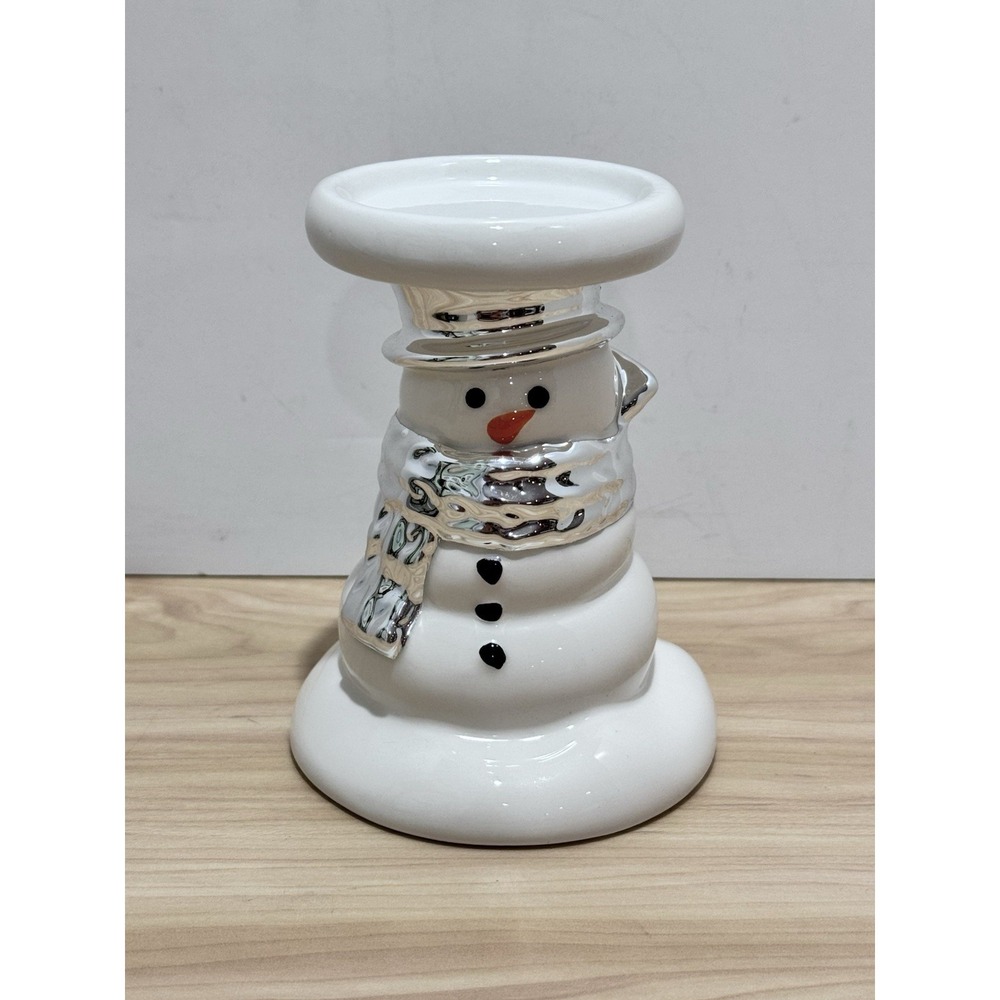 Bath & Body Works Ceramic SNOWMAN Mini Pedestal Candle Holder